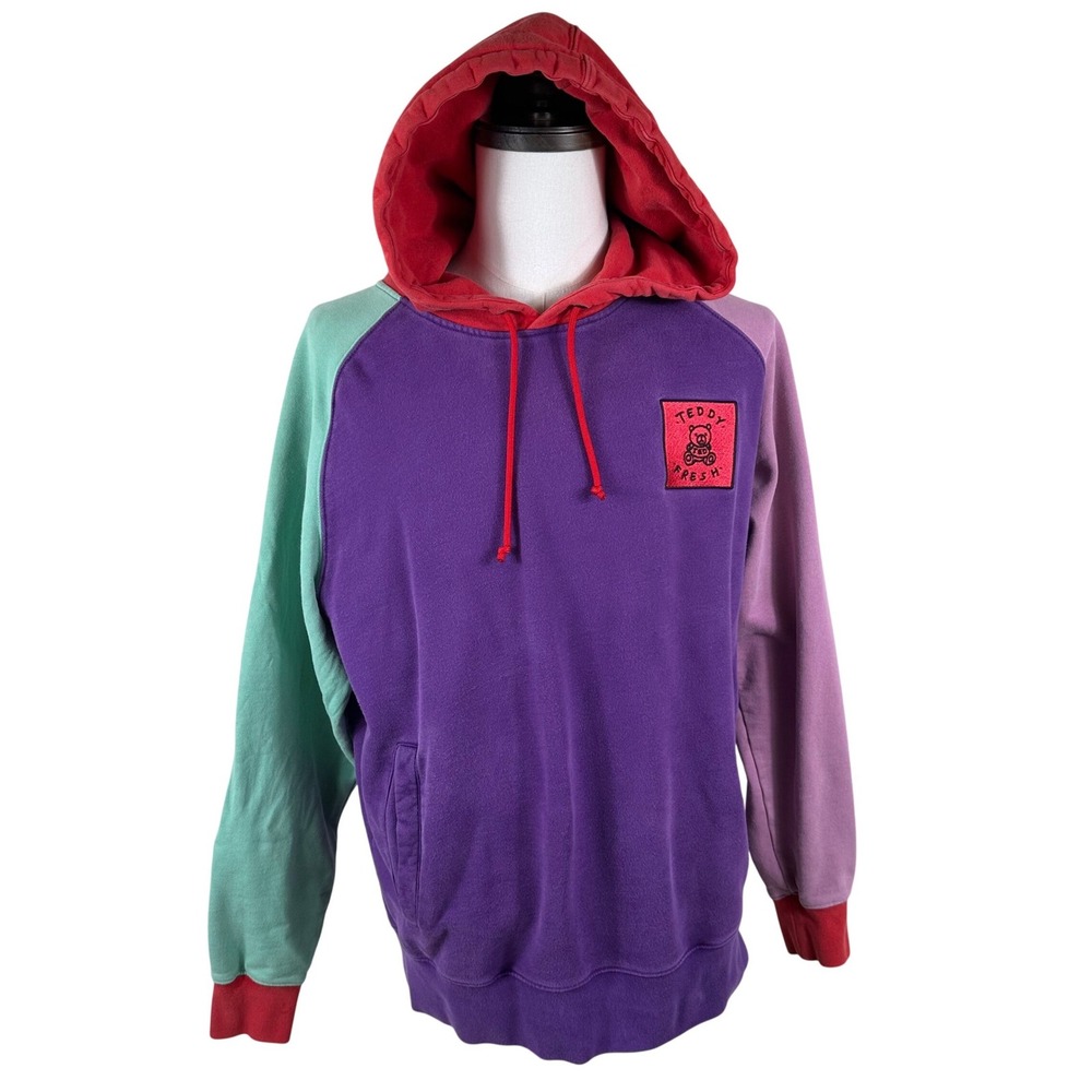 Teddy Fresh Colorblock Hoodie Men L Purple Pastel Streetwear H3H3 Retro Pullover